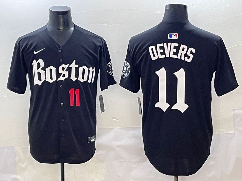 Men 2025 Boston Red Sox #11 Devers Black Five generations Joint Name Nike MLB Jersey style 7->boston red sox->MLB Jersey